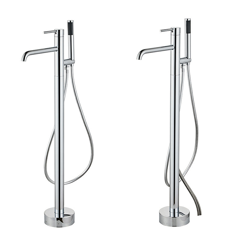 Modern Floor Mounted Metal Freestanding Tub Filler One Handle Freestanding Tub Filler Trim Clearhalo 'Bathroom Remodel & Bathroom Fixtures' 'Bathtub Faucets' 'bathtub_faucets' 'Home Improvement' 'home_improvement' 'home_improvement_bathtub_faucets' 6695270