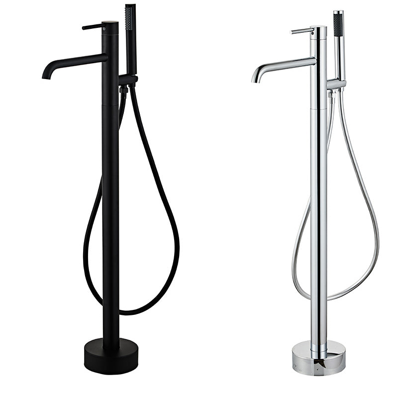 Modern Floor Mounted Metal Freestanding Tub Filler One Handle Freestanding Tub Filler Trim Clearhalo 'Bathroom Remodel & Bathroom Fixtures' 'Bathtub Faucets' 'bathtub_faucets' 'Home Improvement' 'home_improvement' 'home_improvement_bathtub_faucets' 6695273