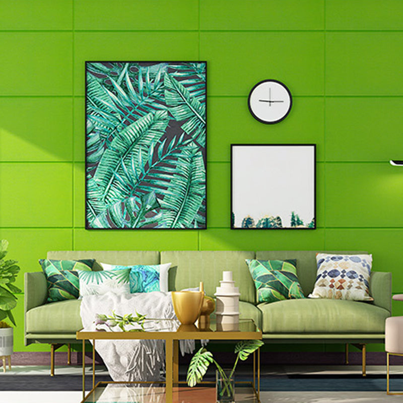 Colorful 3D Embossed Wall Panel Waterproof Faux Stone Wall Tile Grass Green Plaid 3D Embossed Clearhalo 'Flooring 'Home Improvement' 'home_improvement' 'home_improvement_wall_paneling' 'Wall Paneling' 'wall_paneling' 'Walls & Ceilings' Walls and Ceiling' 6695672