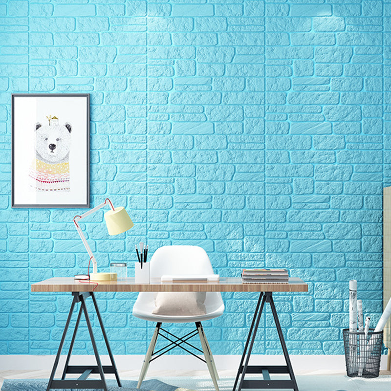 Colorful 3D Embossed Wall Panel Waterproof Faux Stone Wall Tile Blue Straight Grain Clearhalo 'Flooring 'Home Improvement' 'home_improvement' 'home_improvement_wall_paneling' 'Wall Paneling' 'wall_paneling' 'Walls & Ceilings' Walls and Ceiling' 6695674
