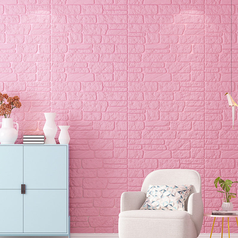 Colorful 3D Embossed Wall Panel Waterproof Faux Stone Wall Tile Pink Straight Grain Clearhalo 'Flooring 'Home Improvement' 'home_improvement' 'home_improvement_wall_paneling' 'Wall Paneling' 'wall_paneling' 'Walls & Ceilings' Walls and Ceiling' 6695693