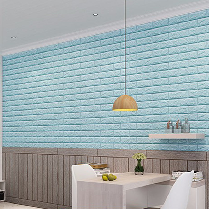 3D Embossed Wall Panel Colorful Waterproof Foam Indoor Wall Tile Light Blue 0.28" 20-Piece Set Clearhalo 'Flooring 'Home Improvement' 'home_improvement' 'home_improvement_wall_paneling' 'Wall Paneling' 'wall_paneling' 'Walls & Ceilings' Walls and Ceiling' 6695754