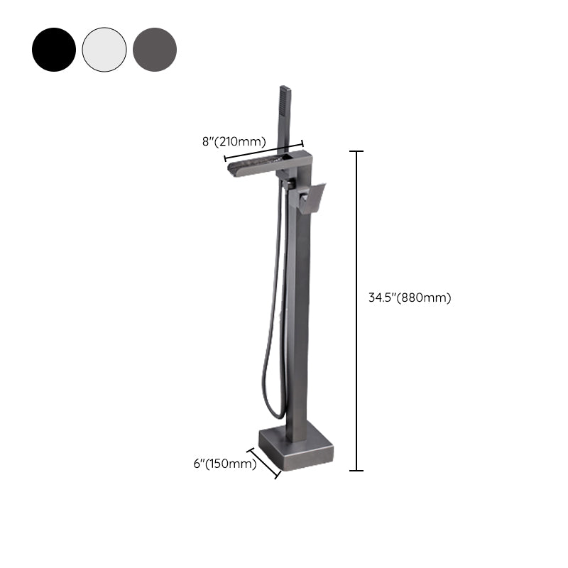 Floor Mounted Metal Freestanding Tub Filler Swivel Freestanding Faucet with Spray Gun Clearhalo 'Bathroom Remodel & Bathroom Fixtures' 'Bathtub Faucets' 'bathtub_faucets' 'Home Improvement' 'home_improvement' 'home_improvement_bathtub_faucets' 6697474