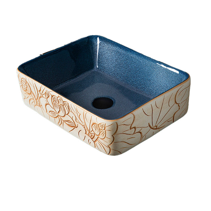 Porcelain Trough Bathroom Sink Modern Circular Trough Bathroom Sink 19"L x 14"W x 6"H Sink Clearhalo 'Bathroom Remodel & Bathroom Fixtures' 'Bathroom Sinks & Faucet Components' 'Bathroom Sinks' 'bathroom_sink' 'Home Improvement' 'home_improvement' 'home_improvement_bathroom_sink' 6697490