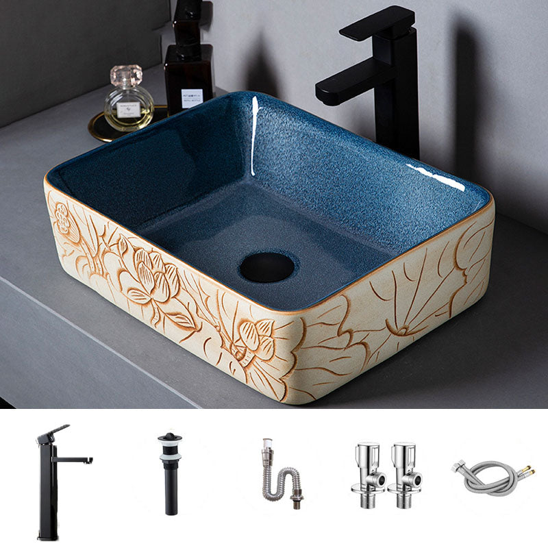 Porcelain Trough Bathroom Sink Modern Circular Trough Bathroom Sink 19"L x 14"W x 6"H Sink with Faucet Clearhalo 'Bathroom Remodel & Bathroom Fixtures' 'Bathroom Sinks & Faucet Components' 'Bathroom Sinks' 'bathroom_sink' 'Home Improvement' 'home_improvement' 'home_improvement_bathroom_sink' 6697505