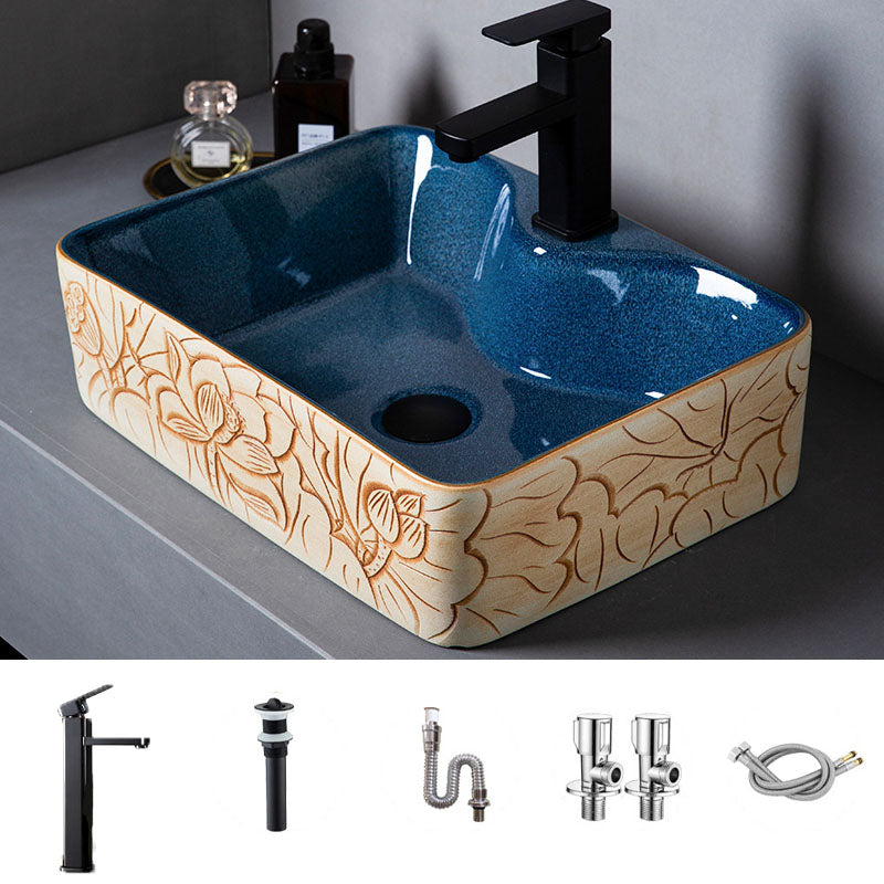 Porcelain Trough Bathroom Sink Modern Circular Trough Bathroom Sink 19"L x 15"W x 6"H Sink with Faucet Clearhalo 'Bathroom Remodel & Bathroom Fixtures' 'Bathroom Sinks & Faucet Components' 'Bathroom Sinks' 'bathroom_sink' 'Home Improvement' 'home_improvement' 'home_improvement_bathroom_sink' 6697506