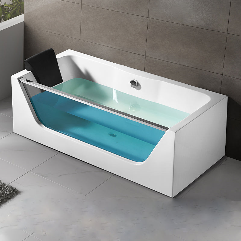 Contemporary Acrylic Back to Wall Bathtub Rectangle Air/Whirlpool/Soaking Bathtub Tub Only Tub Clearhalo 'Bathroom Remodel & Bathroom Fixtures' 'Bathtubs' 'Home Improvement' 'home_improvement' 'home_improvement_bathtubs' 'Showers & Bathtubs' 6708037