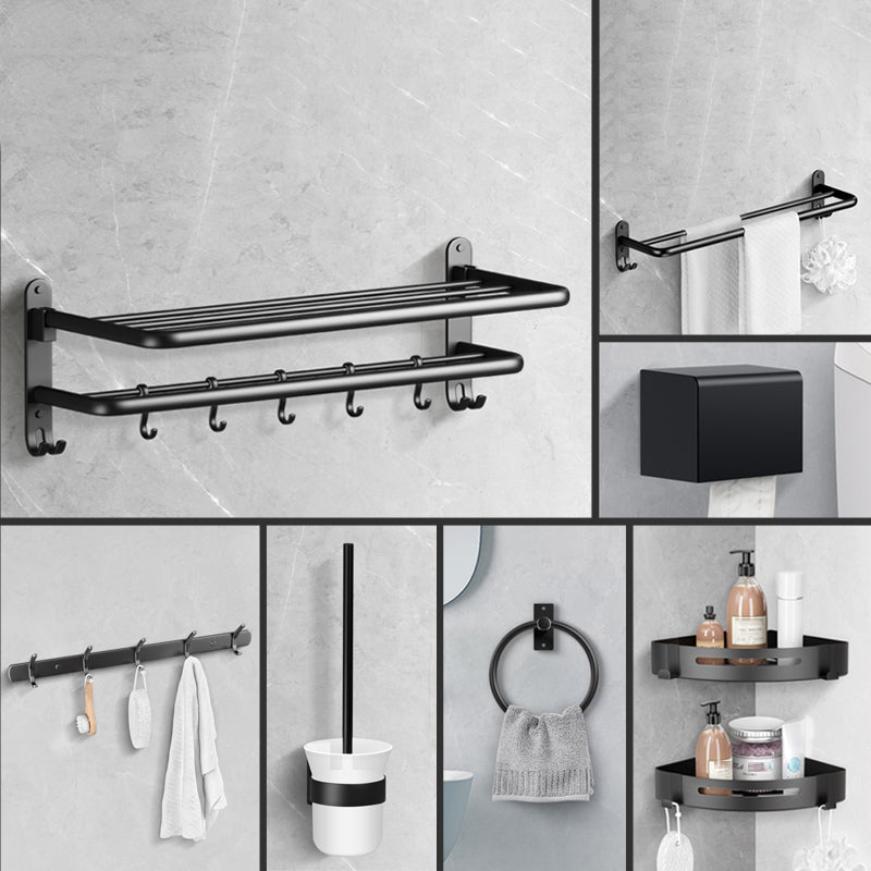 Modern Towel Bar Bathroom Set Bath Shelf Bathroom Accessories Hardware Set Black 8-Piece Set (Double Rods) Clearhalo 'Bathroom Hardware Sets' 'Bathroom Hardware' 'Bathroom Remodel & Bathroom Fixtures' 'bathroom_hardware_sets' 'Home Improvement' 'home_improvement' 'home_improvement_bathroom_hardware_sets' 6708778