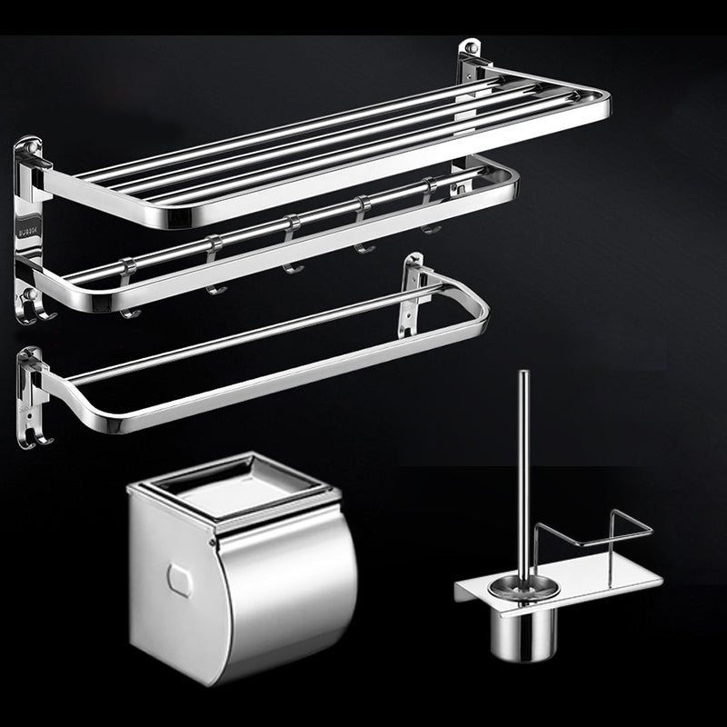 Modern Towel Bar Bathroom Set Bath Shelf Bathroom Accessories Hardware Set Stainless Steel 4-Piece Set (Toilet Brush) Clearhalo 'Bathroom Hardware Sets' 'Bathroom Hardware' 'Bathroom Remodel & Bathroom Fixtures' 'bathroom_hardware_sets' 'Home Improvement' 'home_improvement' 'home_improvement_bathroom_hardware_sets' 6708787