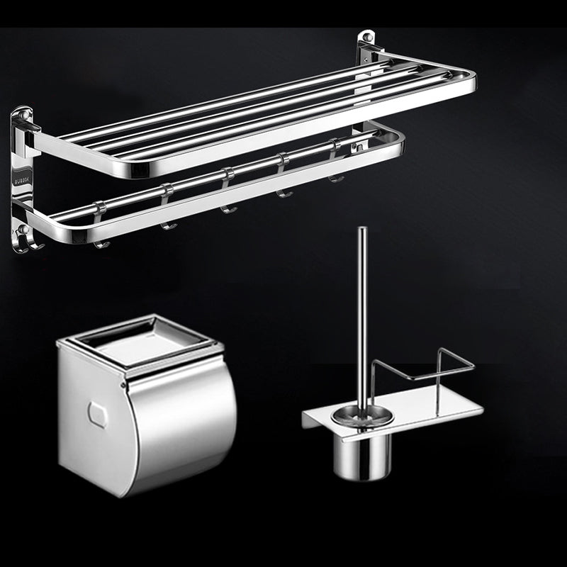 Modern Towel Bar Bathroom Set Bath Shelf Bathroom Accessories Hardware Set Stainless Steel 3-Piece Set (Toilet Brush) Clearhalo 'Bathroom Hardware Sets' 'Bathroom Hardware' 'Bathroom Remodel & Bathroom Fixtures' 'bathroom_hardware_sets' 'Home Improvement' 'home_improvement' 'home_improvement_bathroom_hardware_sets' 6708790