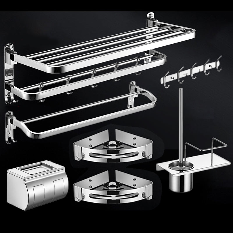 Modern Towel Bar Bathroom Set Bath Shelf Bathroom Accessories Hardware Set Stainless Steel 7-Piece Set (Toilet Paper Holder) Clearhalo 'Bathroom Hardware Sets' 'Bathroom Hardware' 'Bathroom Remodel & Bathroom Fixtures' 'bathroom_hardware_sets' 'Home Improvement' 'home_improvement' 'home_improvement_bathroom_hardware_sets' 6708800