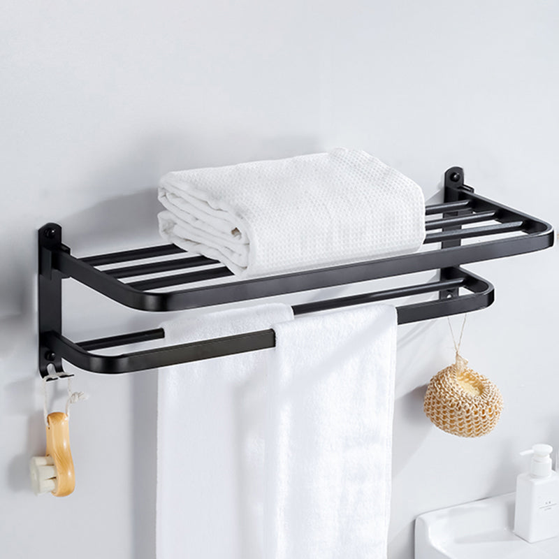 Modern Bathroom Accessory Set Bath Shelf Towel Bar Bathroom Hardware Black Clearhalo 'Bathroom Hardware Sets' 'Bathroom Hardware' 'Bathroom Remodel & Bathroom Fixtures' 'bathroom_hardware_sets' 'Home Improvement' 'home_improvement' 'home_improvement_bathroom_hardware_sets' 6708819