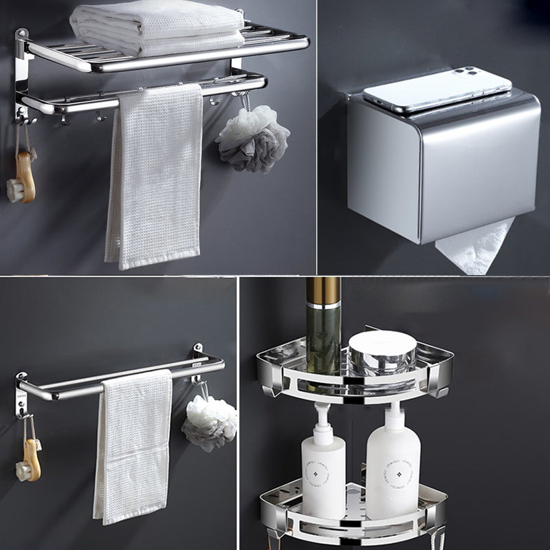 Modern Bathroom Accessory Set Bath Shelf Towel Bar Bathroom Hardware Stainless Steel 5-Piece Set (Toilet Paper Holder) Clearhalo 'Bathroom Hardware Sets' 'Bathroom Hardware' 'Bathroom Remodel & Bathroom Fixtures' 'bathroom_hardware_sets' 'Home Improvement' 'home_improvement' 'home_improvement_bathroom_hardware_sets' 6708824