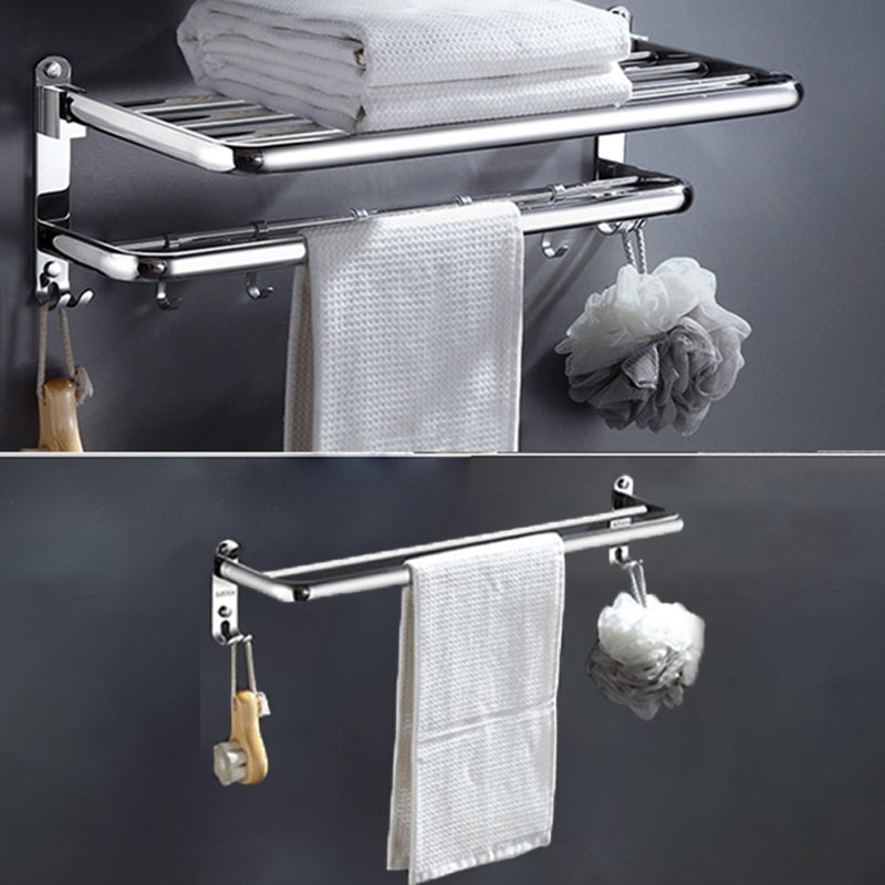 Modern Bathroom Accessory Set Bath Shelf Towel Bar Bathroom Hardware Stainless Steel Double Towel Rack+ Towel Bar (Double Bars) Clearhalo 'Bathroom Hardware Sets' 'Bathroom Hardware' 'Bathroom Remodel & Bathroom Fixtures' 'bathroom_hardware_sets' 'Home Improvement' 'home_improvement' 'home_improvement_bathroom_hardware_sets' 6708839