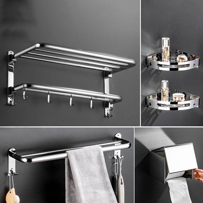 Modern Stainless Steel Towel Bar Bath Shelf Bathroom Accessory Set Clearhalo 'Bathroom Hardware Sets' 'Bathroom Hardware' 'Bathroom Remodel & Bathroom Fixtures' 'bathroom_hardware_sets' 'Home Improvement' 'home_improvement' 'home_improvement_bathroom_hardware_sets' 6708868