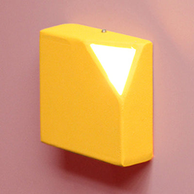 Metallic Square Wall Sconce Macaron Stylish LED Wall Light for Office Bedroom Yellow Clearhalo 'Wall Lamps & Sconces' 'Wall Lights' Lighting' 67095