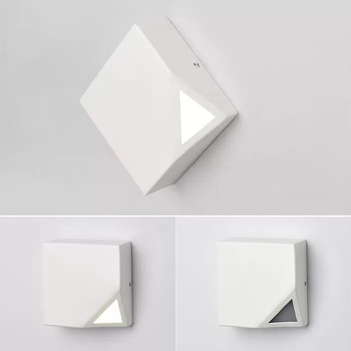 Metallic Square Wall Sconce Macaron Stylish LED Wall Light for Office Bedroom White Clearhalo 'Wall Lamps & Sconces' 'Wall Lights' Lighting' 67099