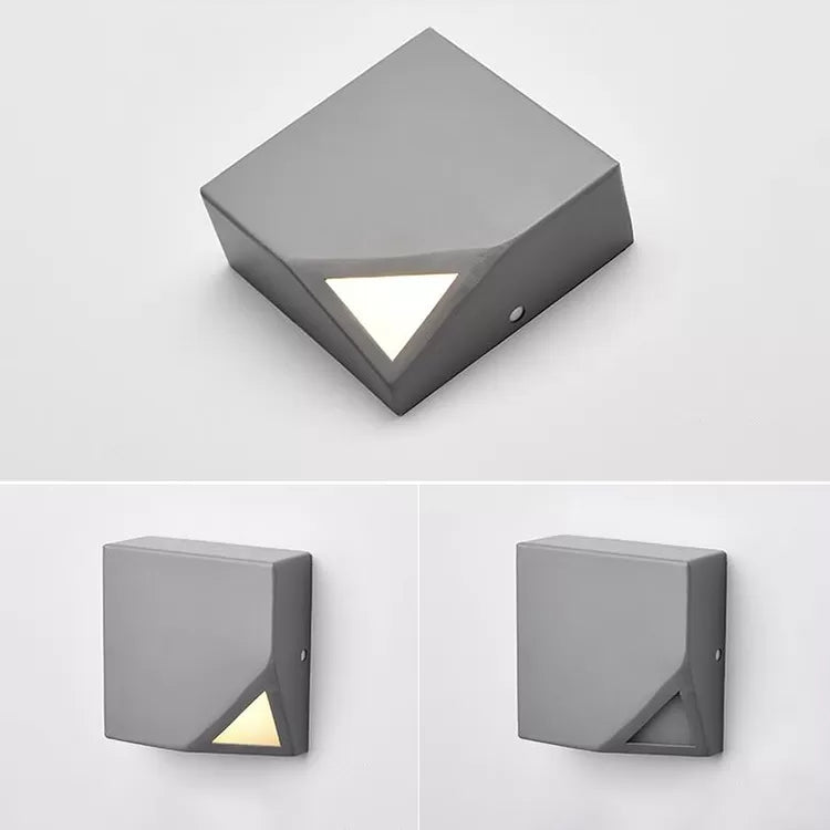 Metallic Square Wall Sconce Macaron Stylish LED Wall Light for Office Bedroom Grey Clearhalo 'Wall Lamps & Sconces' 'Wall Lights' Lighting' 67101