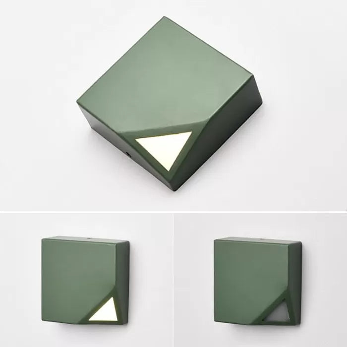 Metallic Square Wall Sconce Macaron Stylish LED Wall Light for Office Bedroom Green Clearhalo 'Wall Lamps & Sconces' 'Wall Lights' Lighting' 67104