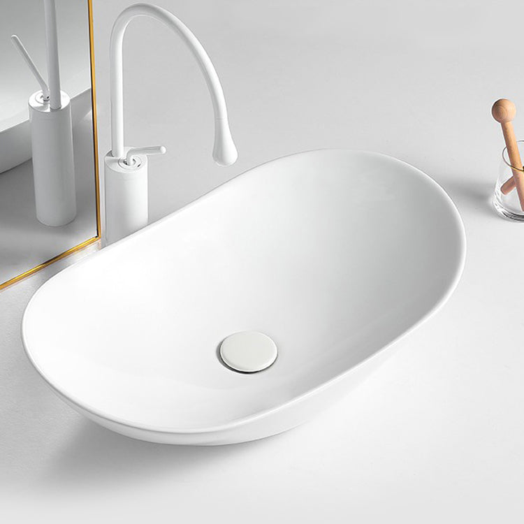 White Trough Bathroom Sink Modern Porcelain Trough Bathroom Sink Clearhalo 'Bathroom Remodel & Bathroom Fixtures' 'Bathroom Sinks & Faucet Components' 'Bathroom Sinks' 'bathroom_sink' 'Home Improvement' 'home_improvement' 'home_improvement_bathroom_sink' 6712878