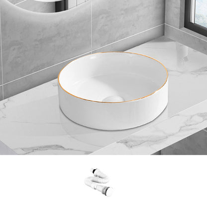 Modern Vessel Lavatory Sink Porcelain Oval Shut-Off Valve Included Vessel 12"L x 12"W x 6"H Sink Clearhalo 'Bathroom Remodel & Bathroom Fixtures' 'Bathroom Sinks & Faucet Components' 'Bathroom Sinks' 'bathroom_sink' 'Home Improvement' 'home_improvement' 'home_improvement_bathroom_sink' 6712955