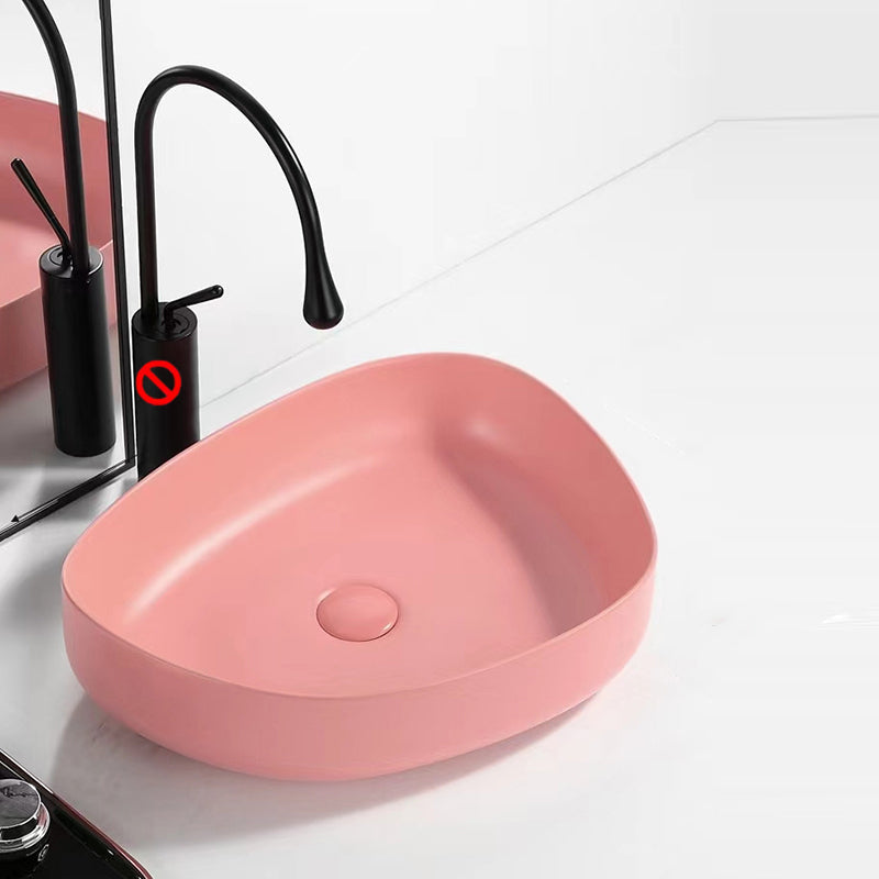 Contemporary Bathroom Sink Porcelain Specialty Vessel Bathroom Sink with Pop-Up Drain Pink Clearhalo 'Bathroom Remodel & Bathroom Fixtures' 'Bathroom Sinks & Faucet Components' 'Bathroom Sinks' 'bathroom_sink' 'Home Improvement' 'home_improvement' 'home_improvement_bathroom_sink' 6713016