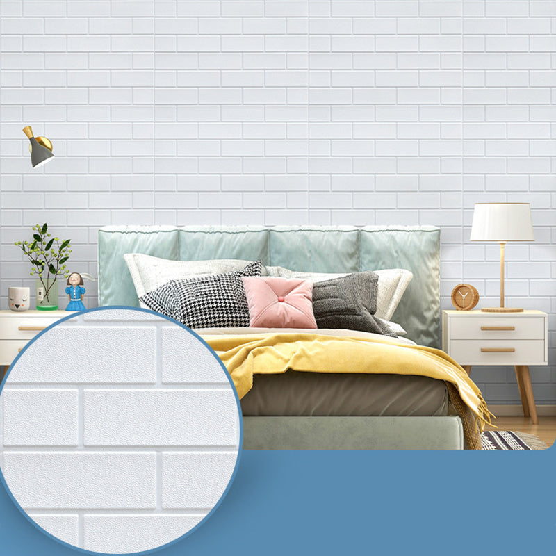 Industrial Wall Plank, 3D Brick Bathroom Wall Panels Set of 2 White 20-Piece Set Clearhalo 'Flooring 'Home Improvement' 'home_improvement' 'home_improvement_wall_paneling' 'Wall Paneling' 'wall_paneling' 'Walls & Ceilings' Walls and Ceiling' 6713206