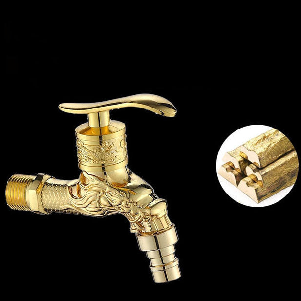 Vintage Classic Sink Faucet Zinc Single Handle Dragon Embossing Wall Mounted Faucet Clearhalo 'Bathroom Remodel & Bathroom Fixtures' 'Bathroom Sink Faucets' 'Bathroom Sinks & Faucet Components' 'bathroom_sink_faucets' 'Home Improvement' 'home_improvement' 'home_improvement_bathroom_sink_faucets' 6713291