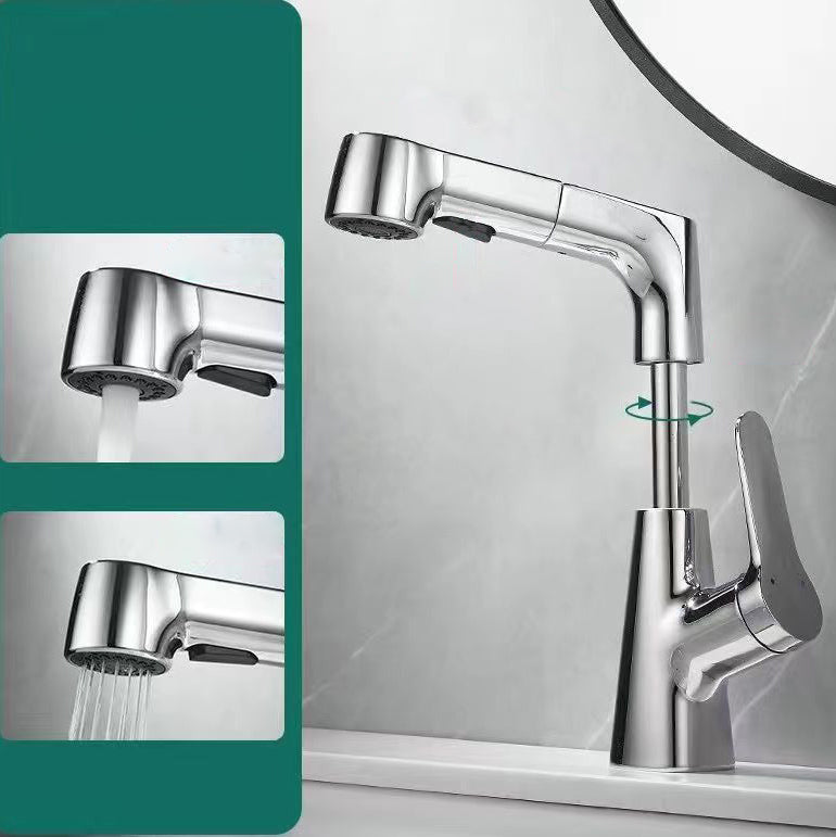 Modern Widespread Bathroom Faucet Copper Basin Lavatory Faucet Silver Clearhalo 'Bathroom Remodel & Bathroom Fixtures' 'Bathroom Sink Faucets' 'Bathroom Sinks & Faucet Components' 'bathroom_sink_faucets' 'Home Improvement' 'home_improvement' 'home_improvement_bathroom_sink_faucets' 6713303