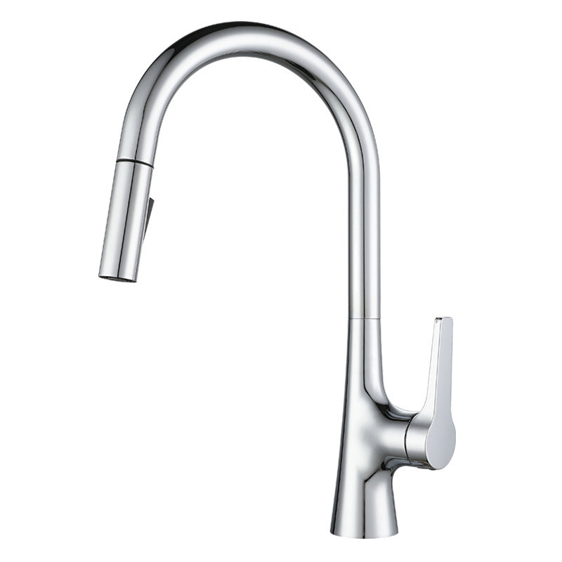 Contemporary Single Handle Standard Kitchen Faucet Pull Down 1-Hold Faucet Clearhalo 'Home Improvement' 'home_improvement' 'home_improvement_kitchen_faucets' 'Kitchen Faucets' 'Kitchen Remodel & Kitchen Fixtures' 'Kitchen Sinks & Faucet Components' 'kitchen_faucets' 6713463