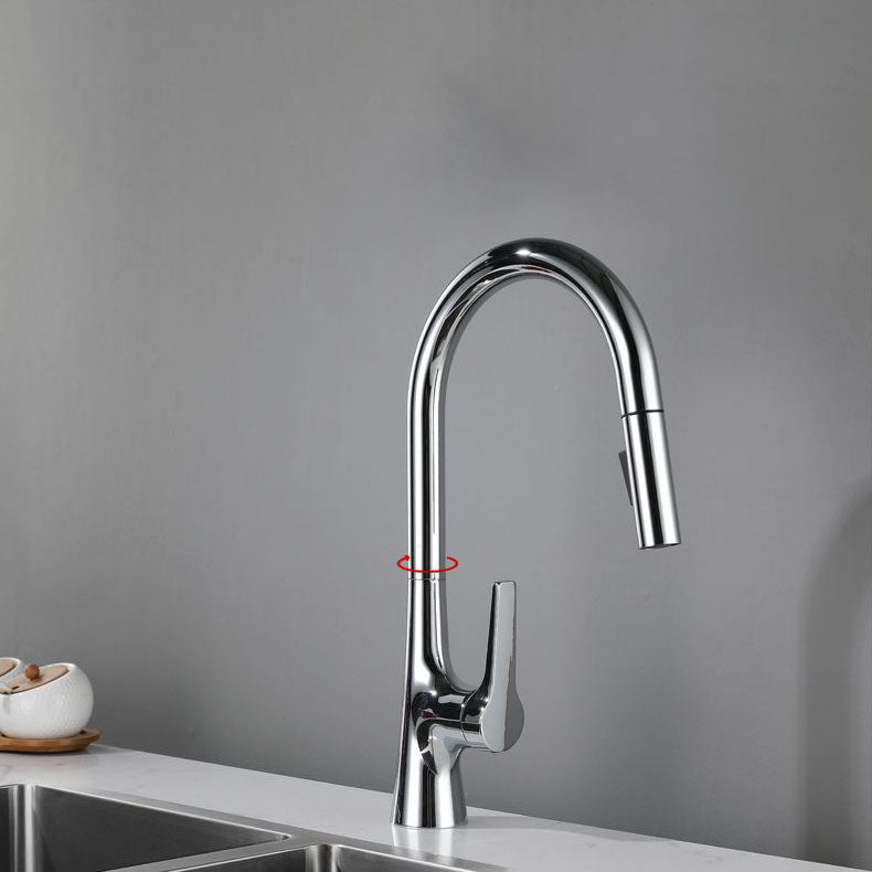 Contemporary Single Handle Standard Kitchen Faucet Pull Down 1-Hold Faucet Clearhalo 'Home Improvement' 'home_improvement' 'home_improvement_kitchen_faucets' 'Kitchen Faucets' 'Kitchen Remodel & Kitchen Fixtures' 'Kitchen Sinks & Faucet Components' 'kitchen_faucets' 6713465