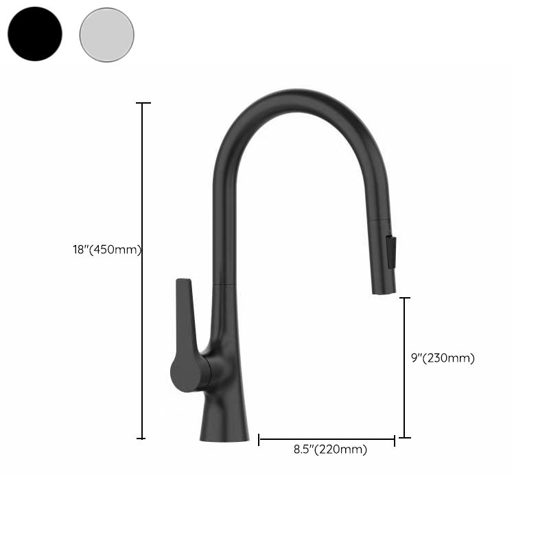 Contemporary Single Handle Standard Kitchen Faucet Pull Down 1-Hold Faucet Clearhalo 'Home Improvement' 'home_improvement' 'home_improvement_kitchen_faucets' 'Kitchen Faucets' 'Kitchen Remodel & Kitchen Fixtures' 'Kitchen Sinks & Faucet Components' 'kitchen_faucets' 6713467