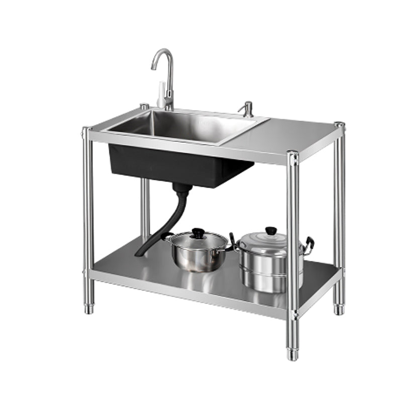 Contemporary Style Kitchen Sink Stainless Steel All-in-one Kitchen Sink Clearhalo 'Home Improvement' 'home_improvement' 'home_improvement_kitchen_sinks' 'Kitchen Remodel & Kitchen Fixtures' 'Kitchen Sinks & Faucet Components' 'Kitchen Sinks' 'kitchen_sinks' 6713534