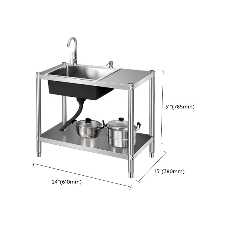 Contemporary Style Kitchen Sink Stainless Steel All-in-one Kitchen Sink Clearhalo 'Home Improvement' 'home_improvement' 'home_improvement_kitchen_sinks' 'Kitchen Remodel & Kitchen Fixtures' 'Kitchen Sinks & Faucet Components' 'Kitchen Sinks' 'kitchen_sinks' 6713547