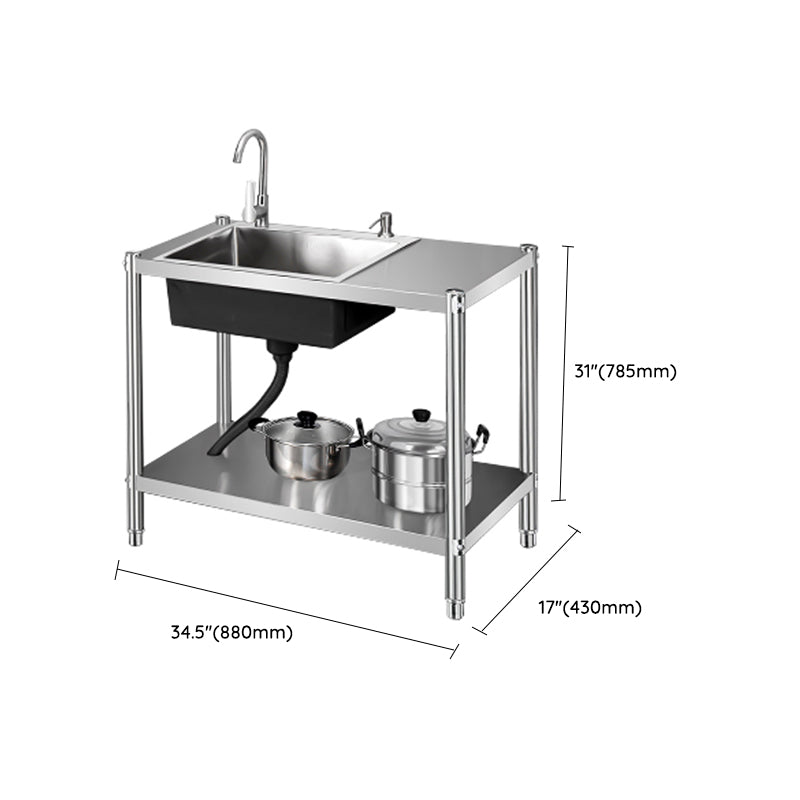 Contemporary Style Kitchen Sink Stainless Steel All-in-one Kitchen Sink Clearhalo 'Home Improvement' 'home_improvement' 'home_improvement_kitchen_sinks' 'Kitchen Remodel & Kitchen Fixtures' 'Kitchen Sinks & Faucet Components' 'Kitchen Sinks' 'kitchen_sinks' 6713548