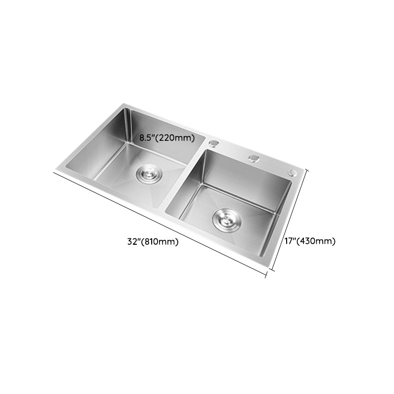 Classic Style Kitchen Sink Drop-In Stainless Steel Kitchen Sink with Drain Strainer Kit Clearhalo 'Home Improvement' 'home_improvement' 'home_improvement_kitchen_sinks' 'Kitchen Remodel & Kitchen Fixtures' 'Kitchen Sinks & Faucet Components' 'Kitchen Sinks' 'kitchen_sinks' 6713656