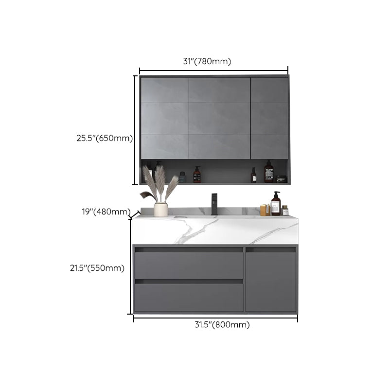 Modern Bathroom Vanity Set Mirror Included Rectangular Sink Drawer Sink Vanity Clearhalo 'Bathroom Remodel & Bathroom Fixtures' 'Bathroom Vanities' 'bathroom_vanities' 'Home Improvement' 'home_improvement' 'home_improvement_bathroom_vanities' 6713801