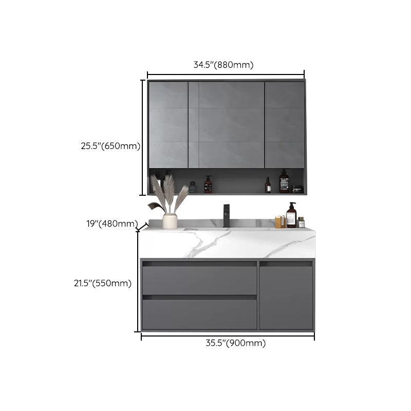 Modern Bathroom Vanity Set Mirror Included Rectangular Sink Drawer Sink Vanity Clearhalo 'Bathroom Remodel & Bathroom Fixtures' 'Bathroom Vanities' 'bathroom_vanities' 'Home Improvement' 'home_improvement' 'home_improvement_bathroom_vanities' 6713802