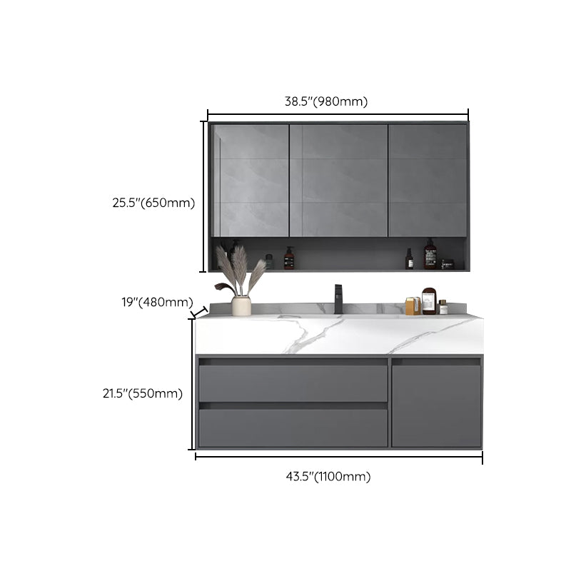 Modern Bathroom Vanity Set Mirror Included Rectangular Sink Drawer Sink Vanity Clearhalo 'Bathroom Remodel & Bathroom Fixtures' 'Bathroom Vanities' 'bathroom_vanities' 'Home Improvement' 'home_improvement' 'home_improvement_bathroom_vanities' 6713805