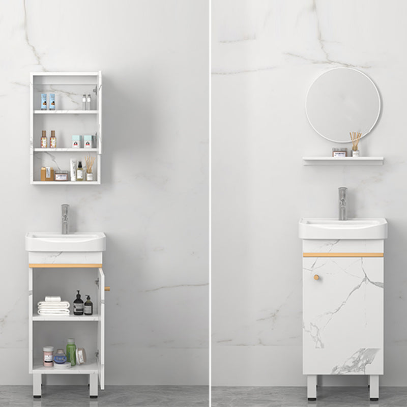 Rectangle Vanity Set White Single Sink Mirror Freestanding Bathroom Vanity with Door Clearhalo 'Bathroom Remodel & Bathroom Fixtures' 'Bathroom Vanities' 'bathroom_vanities' 'Home Improvement' 'home_improvement' 'home_improvement_bathroom_vanities' 6714001