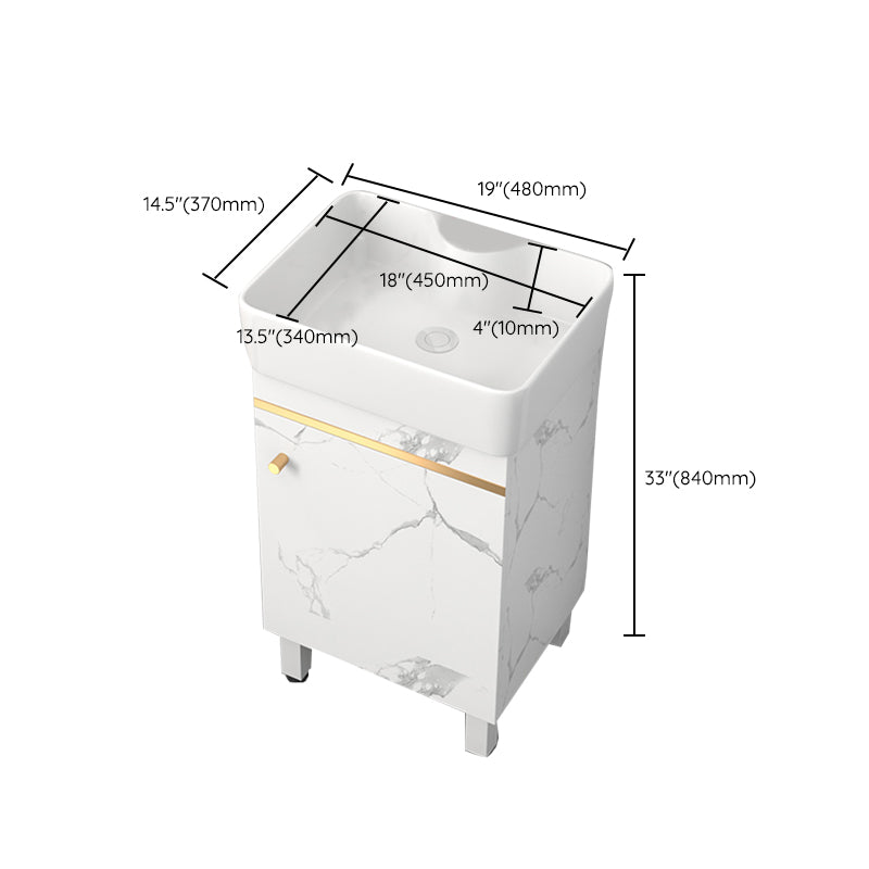 Rectangle Vanity Set White Single Sink Mirror Freestanding Bathroom Vanity with Door Clearhalo 'Bathroom Remodel & Bathroom Fixtures' 'Bathroom Vanities' 'bathroom_vanities' 'Home Improvement' 'home_improvement' 'home_improvement_bathroom_vanities' 6714020