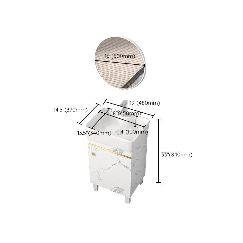 Rectangle Vanity Set White Single Sink Mirror Freestanding Bathroom Vanity with Door Clearhalo 'Bathroom Remodel & Bathroom Fixtures' 'Bathroom Vanities' 'bathroom_vanities' 'Home Improvement' 'home_improvement' 'home_improvement_bathroom_vanities' 6714026