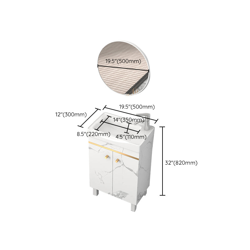 Rectangle Vanity Set White Single Sink Mirror Freestanding Bathroom Vanity with Door Clearhalo 'Bathroom Remodel & Bathroom Fixtures' 'Bathroom Vanities' 'bathroom_vanities' 'Home Improvement' 'home_improvement' 'home_improvement_bathroom_vanities' 6714027