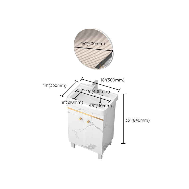 Rectangle Vanity Set White Single Sink Mirror Freestanding Bathroom Vanity with Door Clearhalo 'Bathroom Remodel & Bathroom Fixtures' 'Bathroom Vanities' 'bathroom_vanities' 'Home Improvement' 'home_improvement' 'home_improvement_bathroom_vanities' 6714029