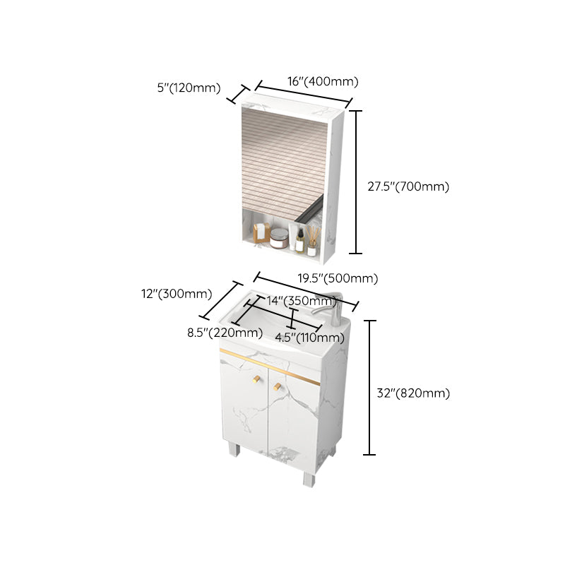 Rectangle Vanity Set White Single Sink Mirror Freestanding Bathroom Vanity with Door Clearhalo 'Bathroom Remodel & Bathroom Fixtures' 'Bathroom Vanities' 'bathroom_vanities' 'Home Improvement' 'home_improvement' 'home_improvement_bathroom_vanities' 6714033