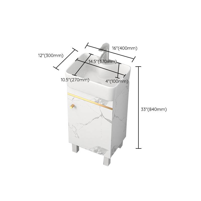 Rectangle Vanity Set White Single Sink Mirror Freestanding Bathroom Vanity with Door Clearhalo 'Bathroom Remodel & Bathroom Fixtures' 'Bathroom Vanities' 'bathroom_vanities' 'Home Improvement' 'home_improvement' 'home_improvement_bathroom_vanities' 6714037