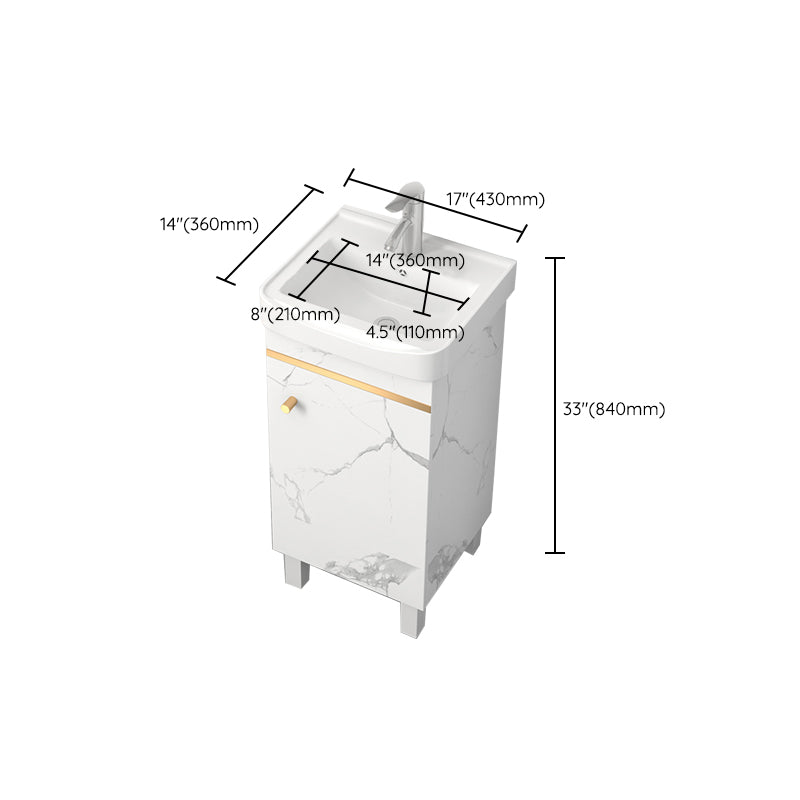 Rectangle Vanity Set White Single Sink Mirror Freestanding Bathroom Vanity with Door Clearhalo 'Bathroom Remodel & Bathroom Fixtures' 'Bathroom Vanities' 'bathroom_vanities' 'Home Improvement' 'home_improvement' 'home_improvement_bathroom_vanities' 6714040