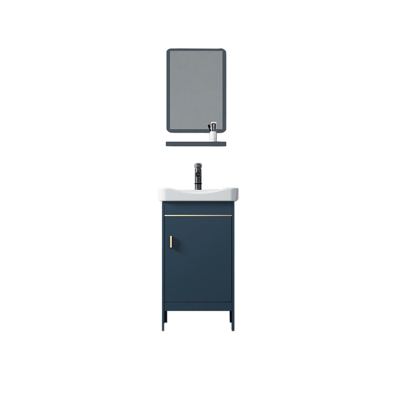 Contemporary Blue Sink Cabinet Metal Mirror Cabinet Bathroom Vanity Cabinet Vanity & Faucet & Mirrors 16.9"L x 13.8"W x 31.9"H Clearhalo 'Bathroom Remodel & Bathroom Fixtures' 'Bathroom Vanities' 'bathroom_vanities' 'Home Improvement' 'home_improvement' 'home_improvement_bathroom_vanities' 6714106