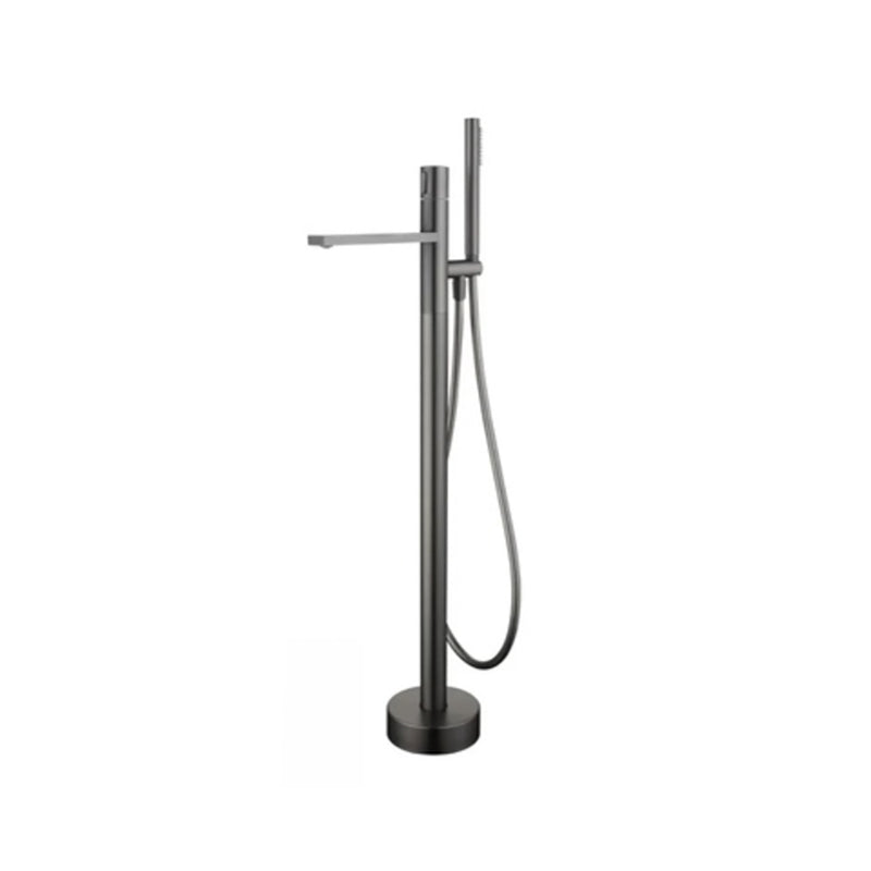 Floor Mounted Metal Freestanding Tub Filler High Arc Freestanding Bathtub Faucet Gun Grey Clearhalo 'Bathroom Remodel & Bathroom Fixtures' 'Bathtub Faucets' 'bathtub_faucets' 'Home Improvement' 'home_improvement' 'home_improvement_bathtub_faucets' 6714586