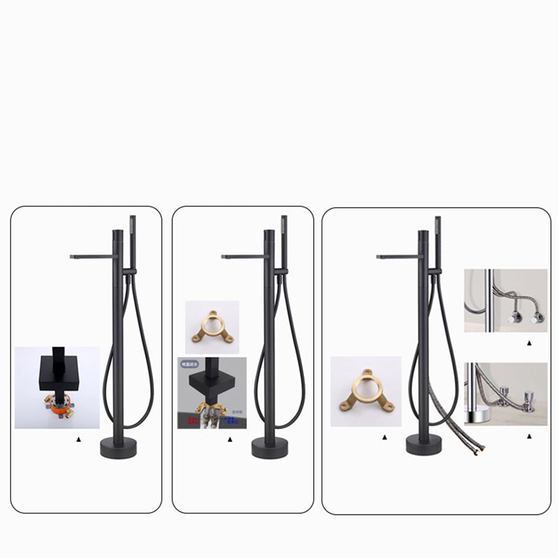 Floor Mounted Metal Freestanding Tub Filler High Arc Freestanding Bathtub Faucet Clearhalo 'Bathroom Remodel & Bathroom Fixtures' 'Bathtub Faucets' 'bathtub_faucets' 'Home Improvement' 'home_improvement' 'home_improvement_bathtub_faucets' 6714588